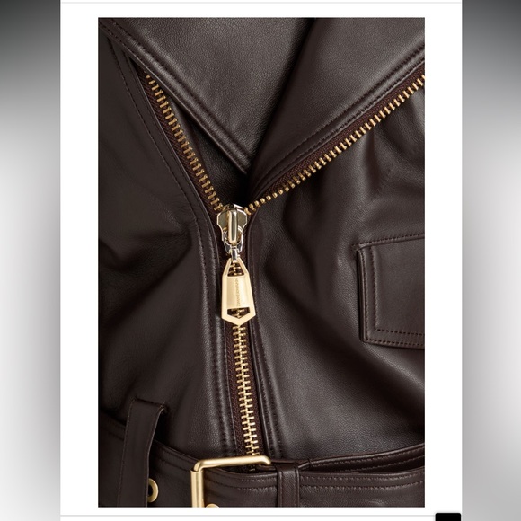 ZIMMERMANN LUMINOSITY BIKER LEATHER JACKET SZ 0 ESPRESSO - Picture 2 of 11